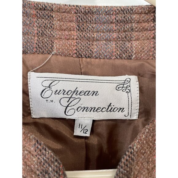 Vintage European Connection Blazer Jacket Size 11/12 Striped Open Front Career - Picture 3 of 6